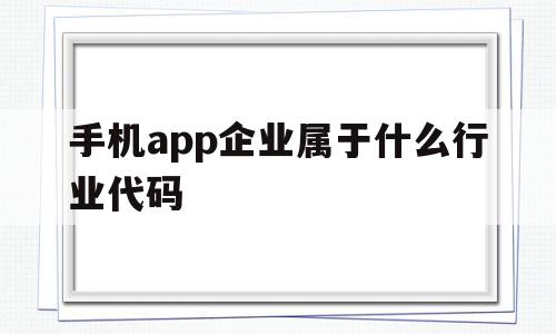 手机app企业属于什么行业代码(手机app属于什么产品)