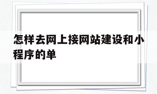 怎样去网上接网站建设和小程序的单(怎样去网上接网站建设和小程序的单子)