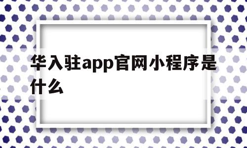 华入驻app官网小程序是什么的简单介绍