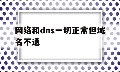 网络和dns一切正常但域名不通(网络连接上但上不了网,dns配置错误)