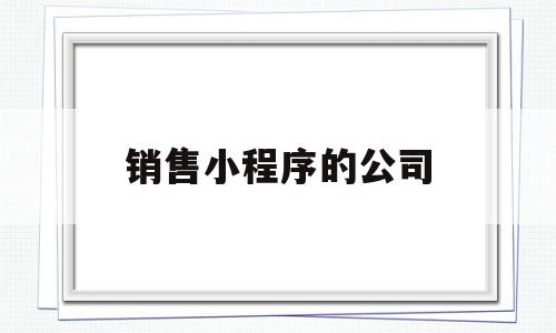 销售小程序的公司(销售小程序的公司有哪些)