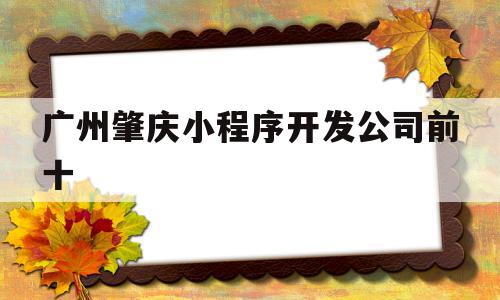 广州肇庆小程序开发公司前十(广州小程序开发公司最新招聘信息)