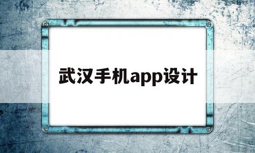 武汉手机app设计(武汉app开发和制作的费用)