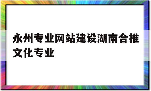 永州专业网站建设湖南合推文化专业的简单介绍