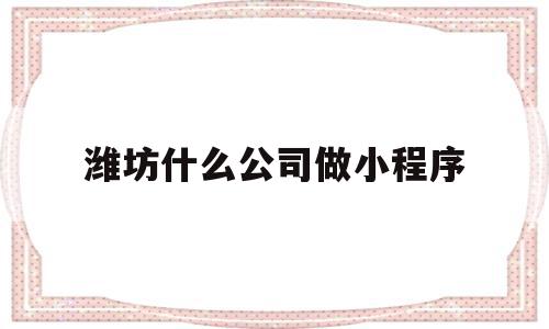 潍坊什么公司做小程序(潍坊微信公众号开发公司)