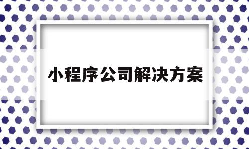 小程序公司解决方案(小程序公司解决方案怎么写)