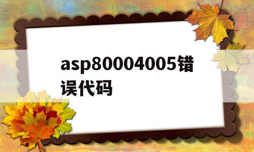 asp80004005错误代码(asp 0104 80004005错误)