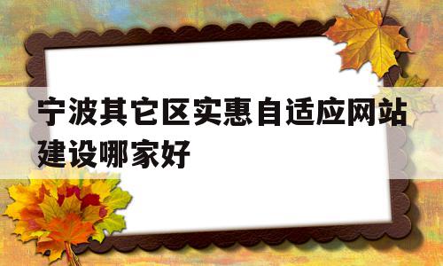 宁波其它区实惠自适应网站建设哪家好的简单介绍