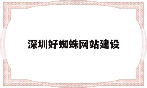 深圳好蜘蛛网站建设(深圳好蜘蛛网站建设公司)