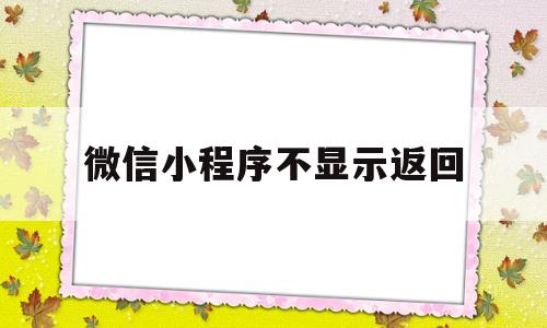 微信小程序不显示返回(小程序打开后返回微信)